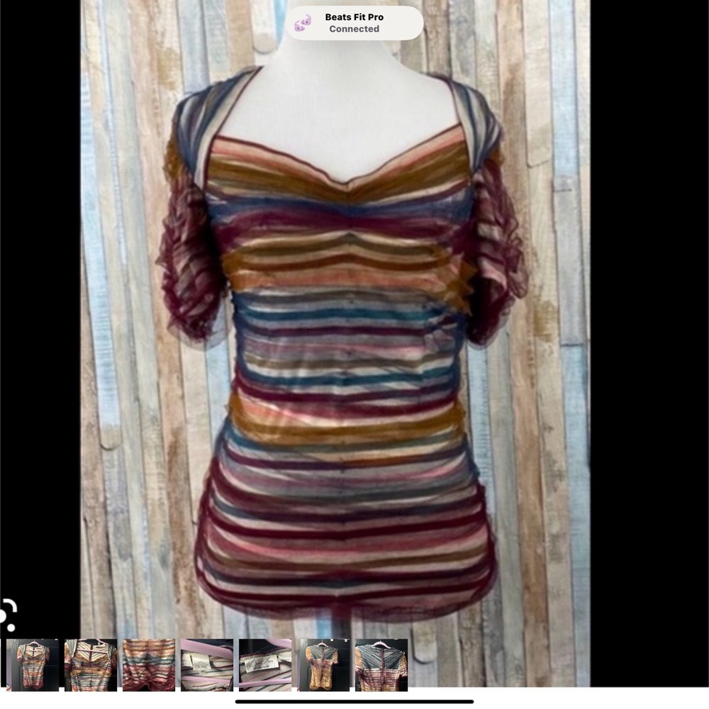 Byron Lars Rich Red Jacket, a skirt and a ruched sheer top. - Picture 2 of 12